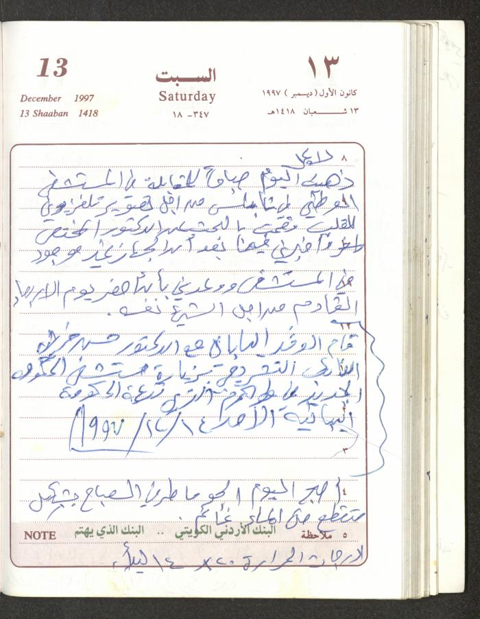 يوميات محمود خريشة، ذنابة- طولكرم، 1997