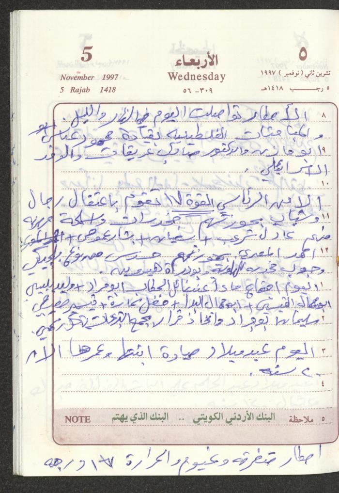 يوميات محمود خريشة، ذنابة- طولكرم، 1997