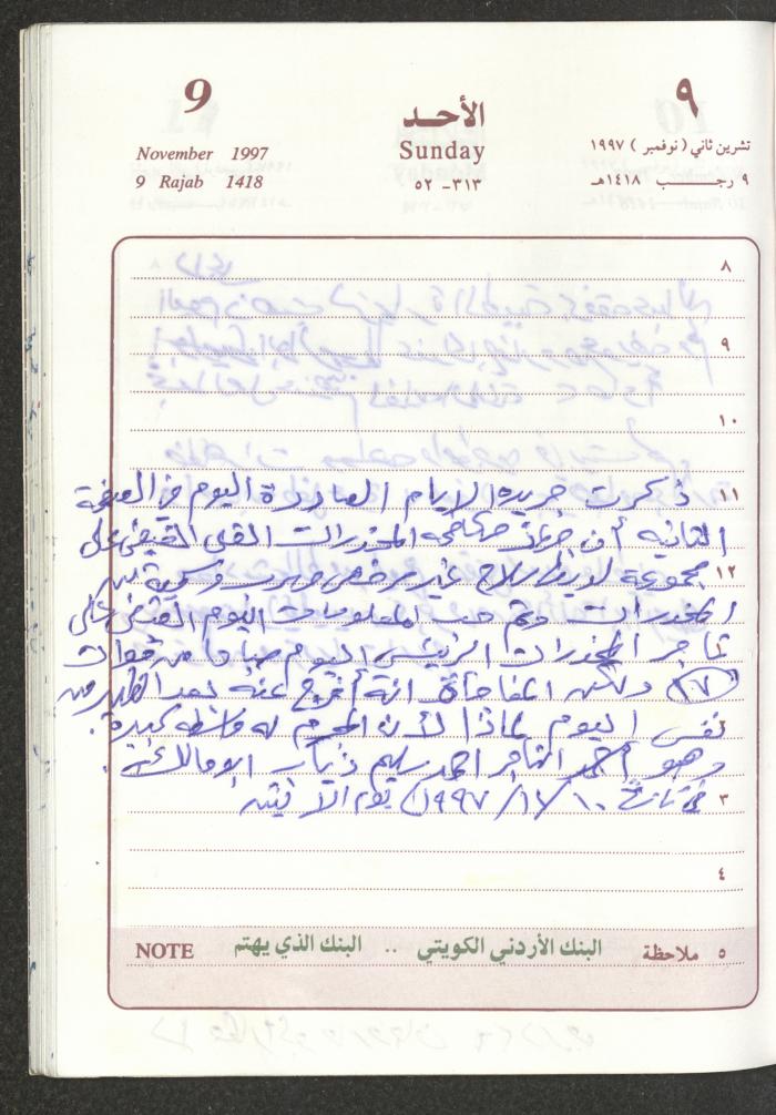 يوميات محمود خريشة، ذنابة- طولكرم، 1997