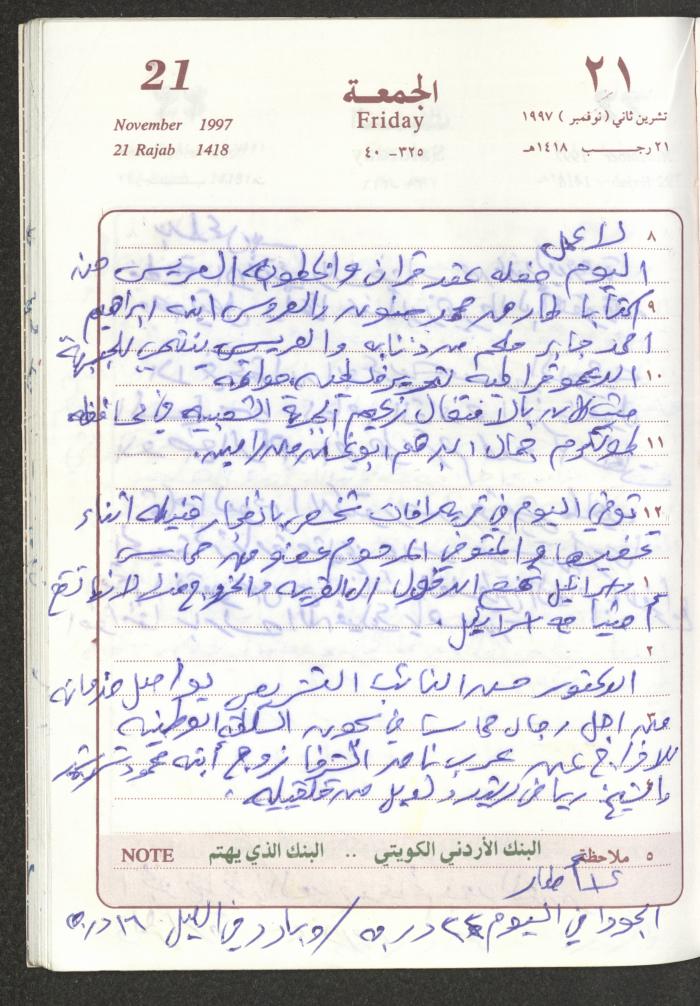 يوميات محمود خريشة، ذنابة- طولكرم، 1997