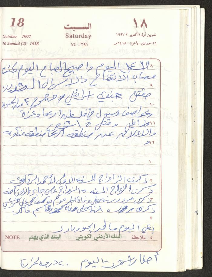 يوميات محمود خريشة، ذنابة- طولكرم، 1997