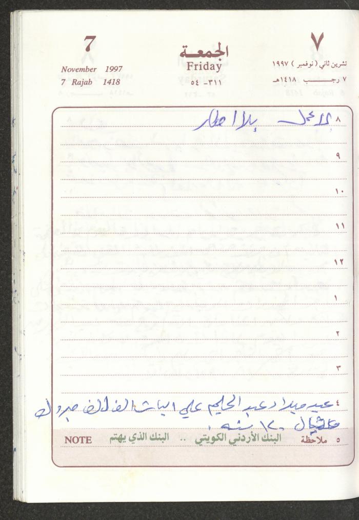 يوميات محمود خريشة، ذنابة- طولكرم، 1997