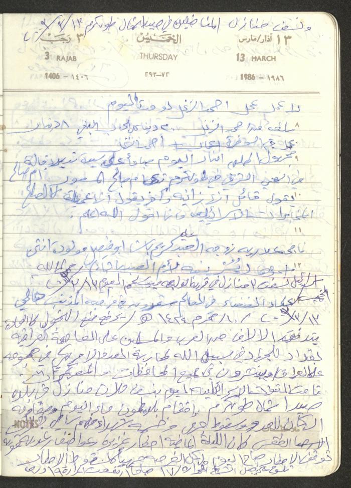 Mahmoud Khreisheh Diaries, Thinnaba- Tulkarm, 1986
