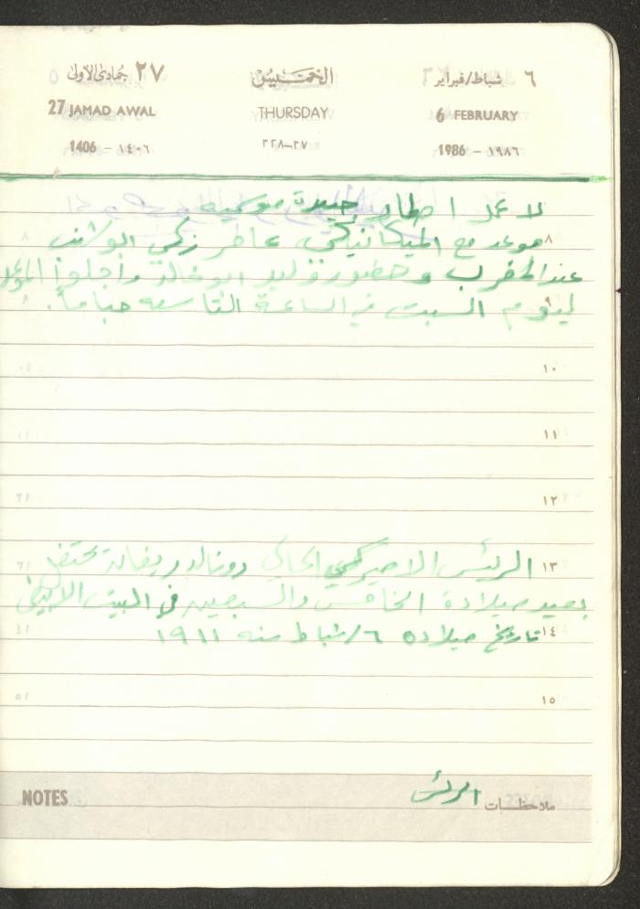 Mahmoud Khreisheh Diaries, Thinnaba- Tulkarm, 1986
