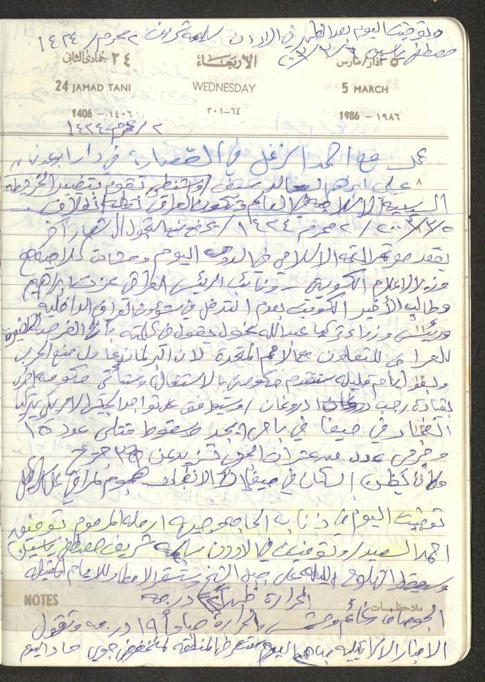 Mahmoud Khreisheh Diaries, Thinnaba- Tulkarm, 1986