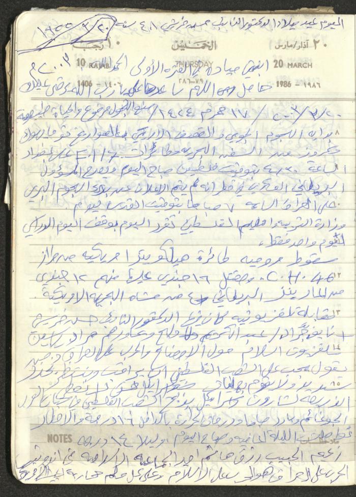 Mahmoud Khreisheh Diaries, Thinnaba- Tulkarm, 1986