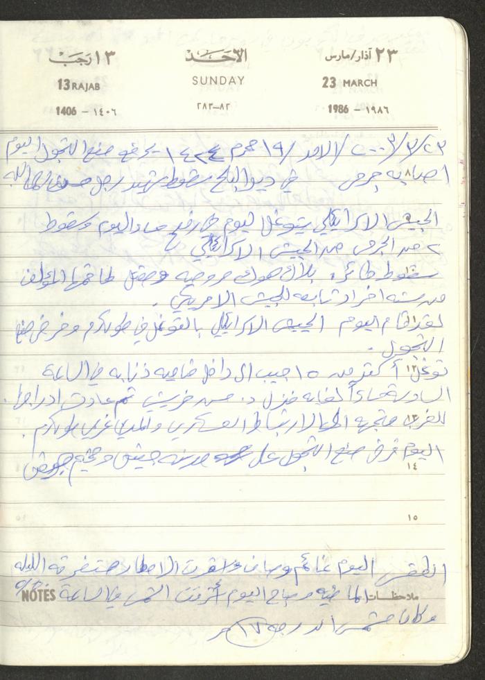 Mahmoud Khreisheh Diaries, Thinnaba- Tulkarm, 1986