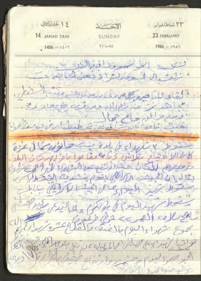 Mahmoud Khreisheh Diaries, Thinnaba- Tulkarm, 1986