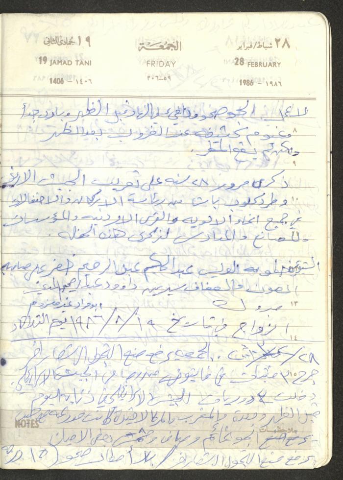 Mahmoud Khreisheh Diaries, Thinnaba- Tulkarm, 1986