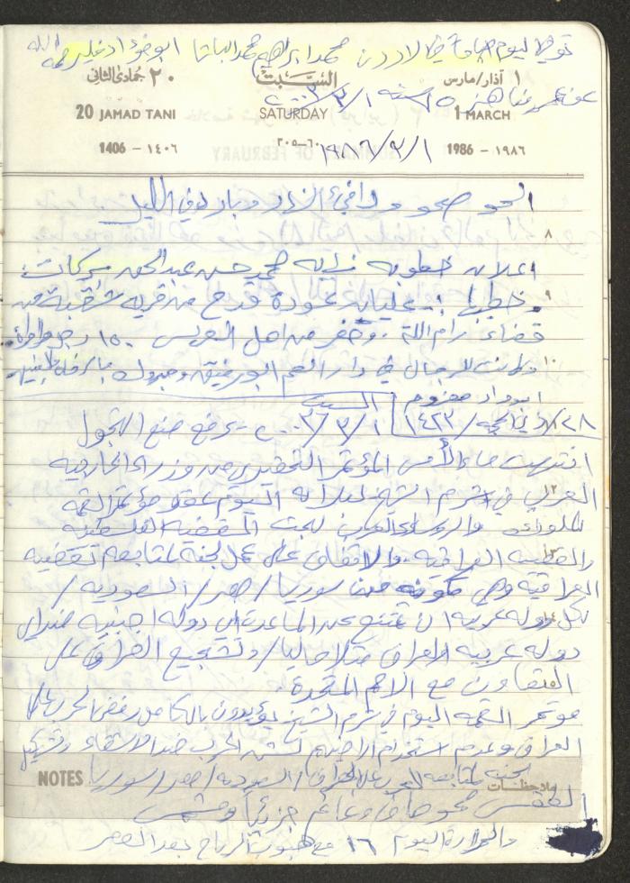 Mahmoud Khreisheh Diaries, Thinnaba- Tulkarm, 1986