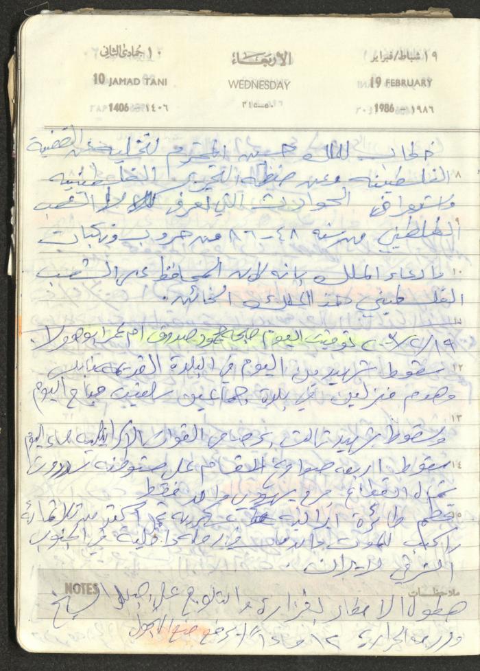 Mahmoud Khreisheh Diaries, Thinnaba- Tulkarm, 1986