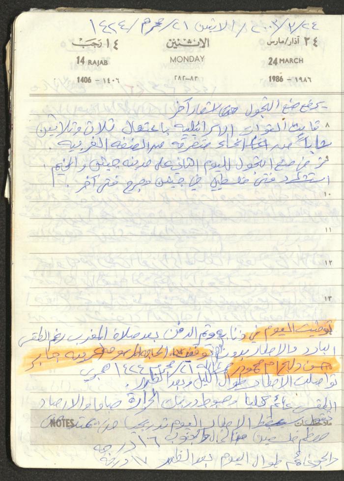 Mahmoud Khreisheh Diaries, Thinnaba- Tulkarm, 1986