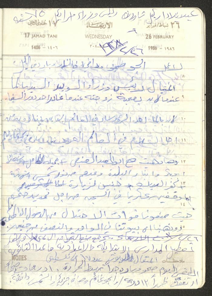 Mahmoud Khreisheh Diaries, Thinnaba- Tulkarm, 1986