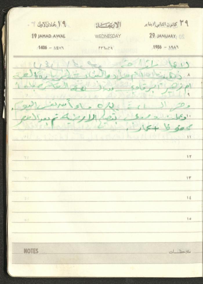 Mahmoud Khreisheh Diaries, Thinnaba- Tulkarm, 1986