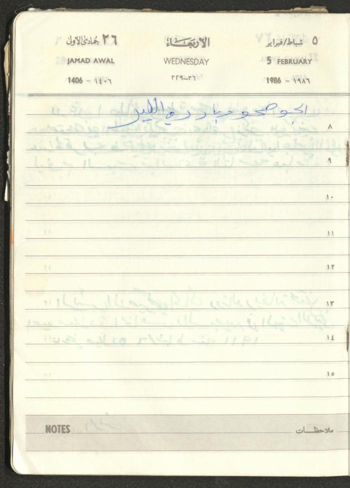 Mahmoud Khreisheh Diaries, Thinnaba- Tulkarm, 1986