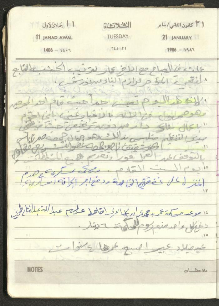 Mahmoud Khreisheh Diaries, Thinnaba- Tulkarm, 1986