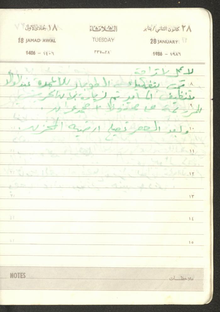 Mahmoud Khreisheh Diaries, Thinnaba- Tulkarm, 1986