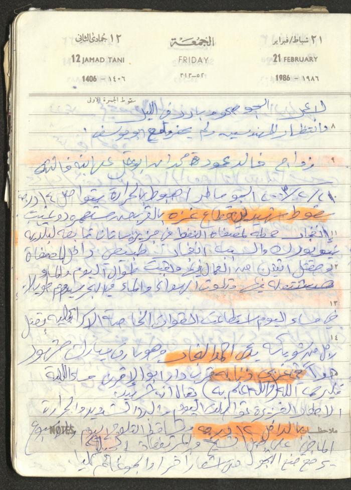 Mahmoud Khreisheh Diaries, Thinnaba- Tulkarm, 1986