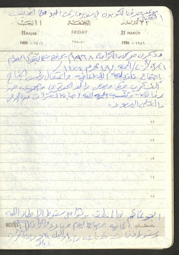 Mahmoud Khreisheh Diaries, Thinnaba- Tulkarm, 1986
