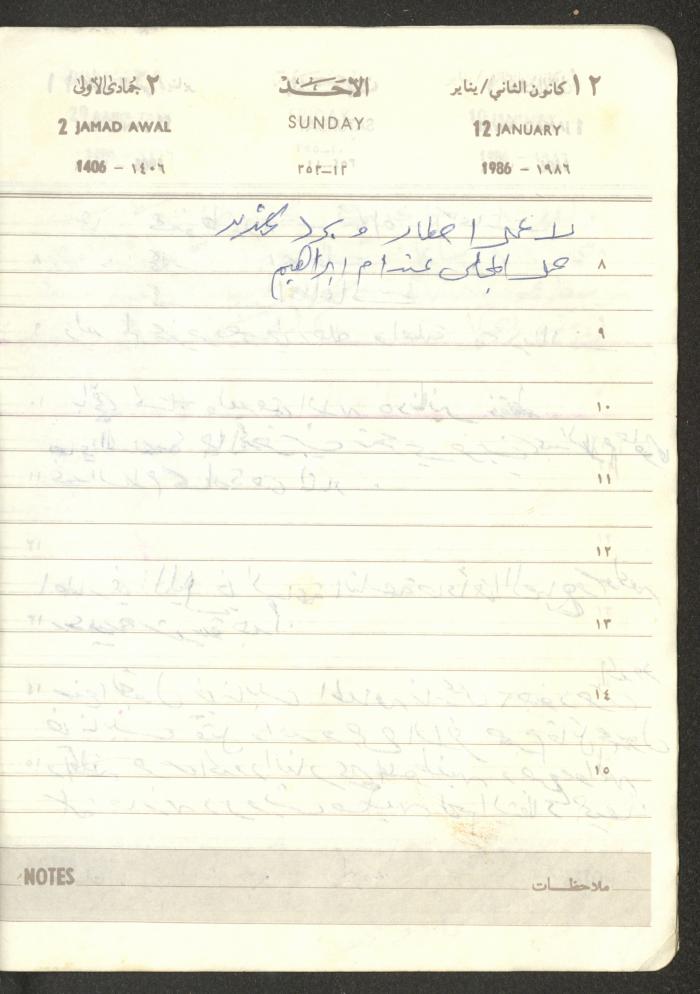 Mahmoud Khreisheh Diaries, Thinnaba- Tulkarm, 1986