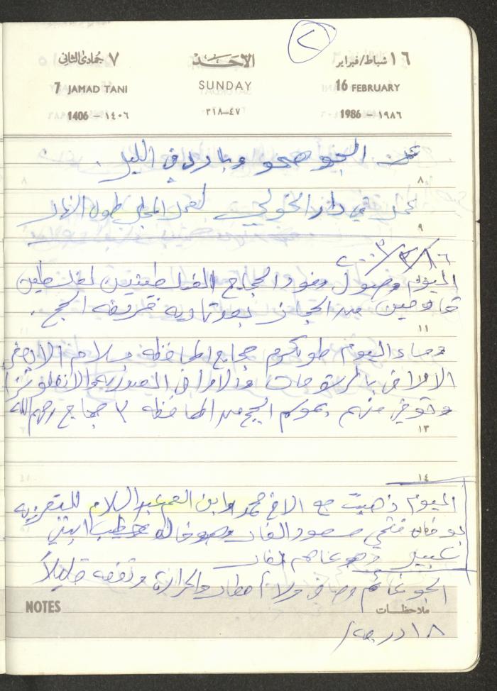 Mahmoud Khreisheh Diaries, Thinnaba- Tulkarm, 1986