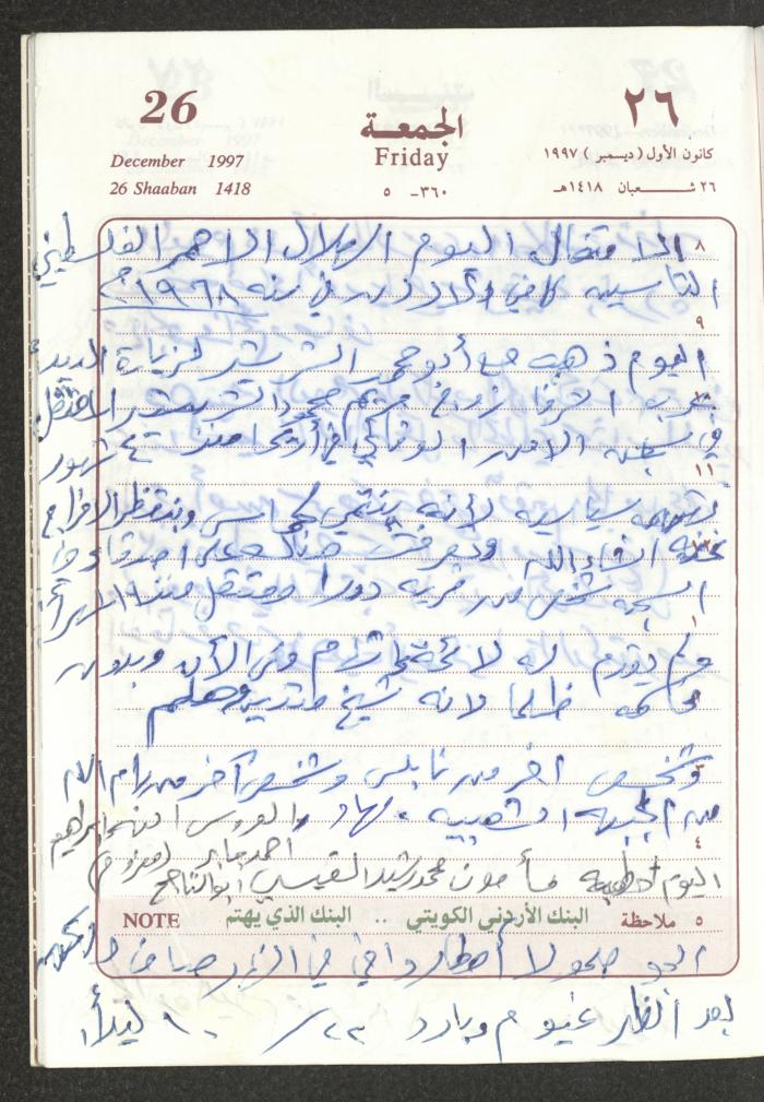 يوميات محمود خريشة، ذنابة- طولكرم، 1997