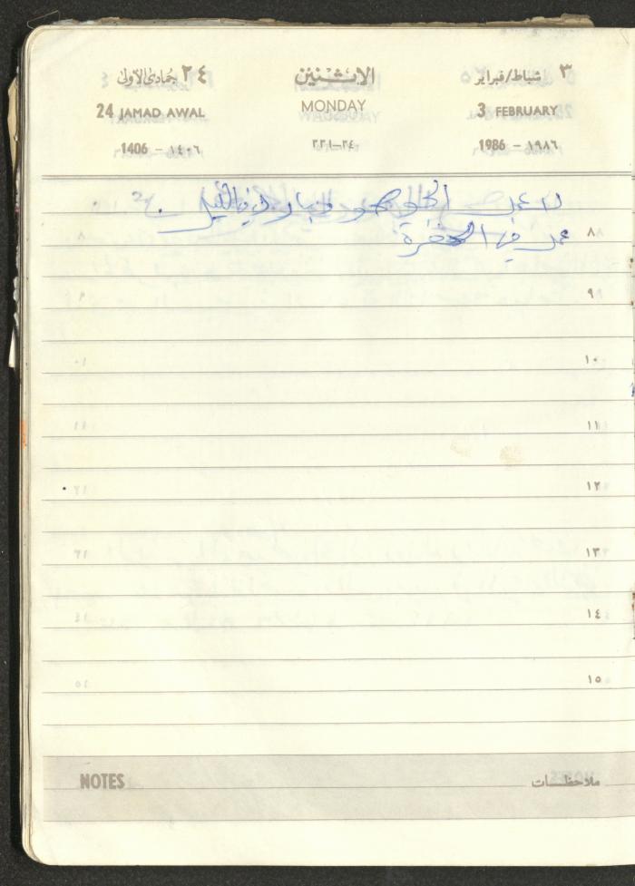 Mahmoud Khreisheh Diaries, Thinnaba- Tulkarm, 1986