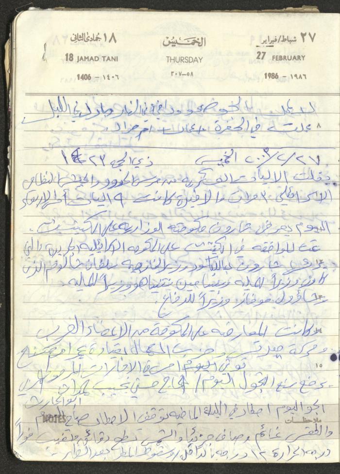 Mahmoud Khreisheh Diaries, Thinnaba- Tulkarm, 1986