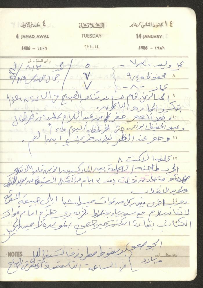 Mahmoud Khreisheh Diaries, Thinnaba- Tulkarm, 1986