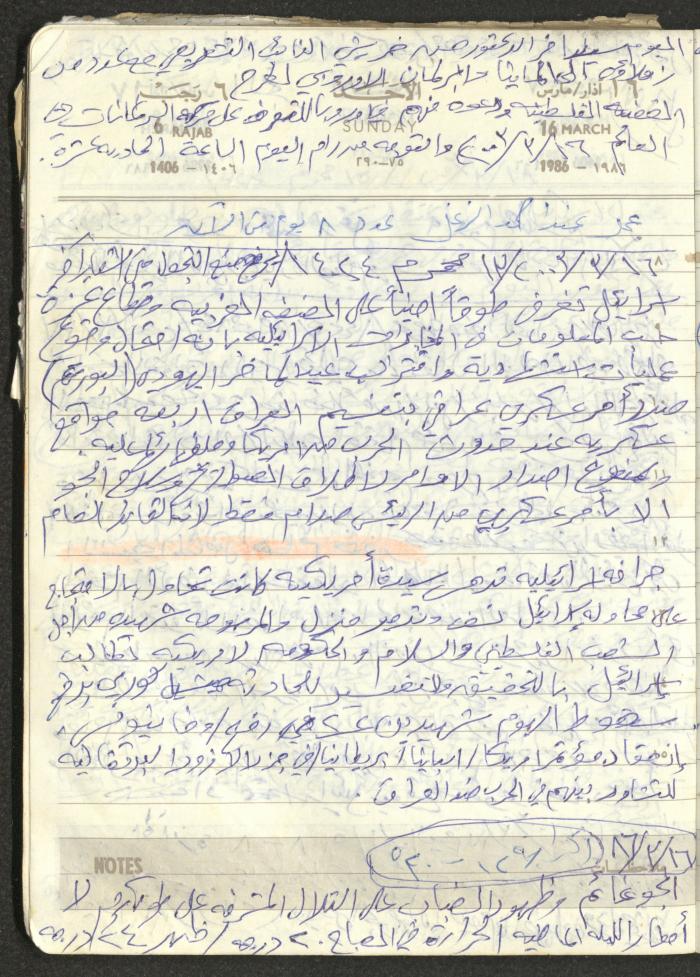 Mahmoud Khreisheh Diaries, Thinnaba- Tulkarm, 1986