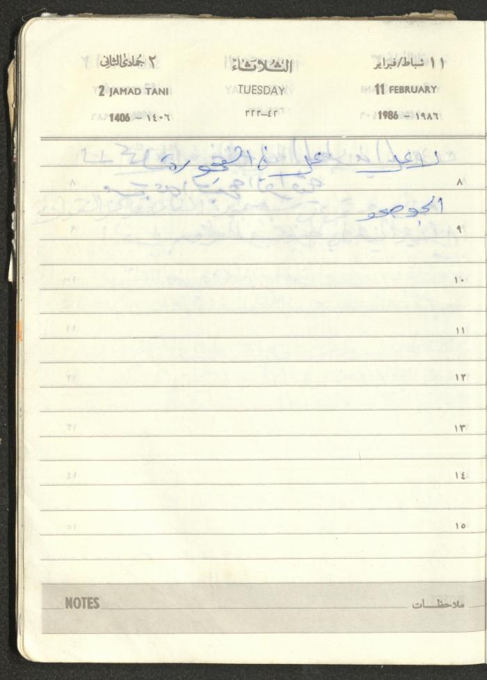 Mahmoud Khreisheh Diaries, Thinnaba- Tulkarm, 1986