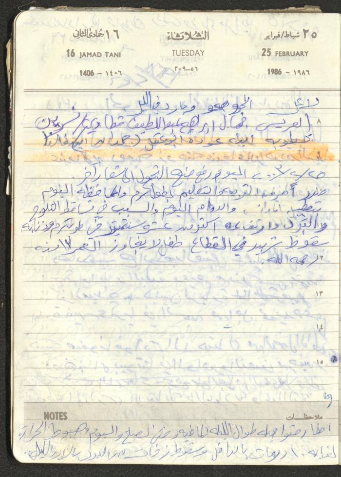 Mahmoud Khreisheh Diaries, Thinnaba- Tulkarm, 1986