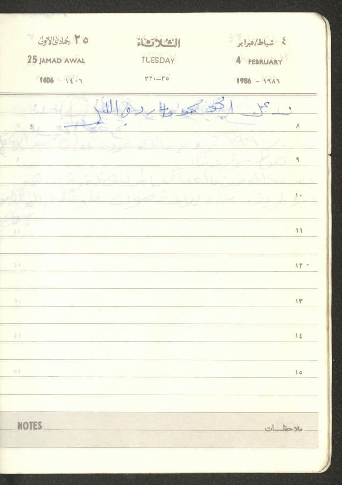 Mahmoud Khreisheh Diaries, Thinnaba- Tulkarm, 1986
