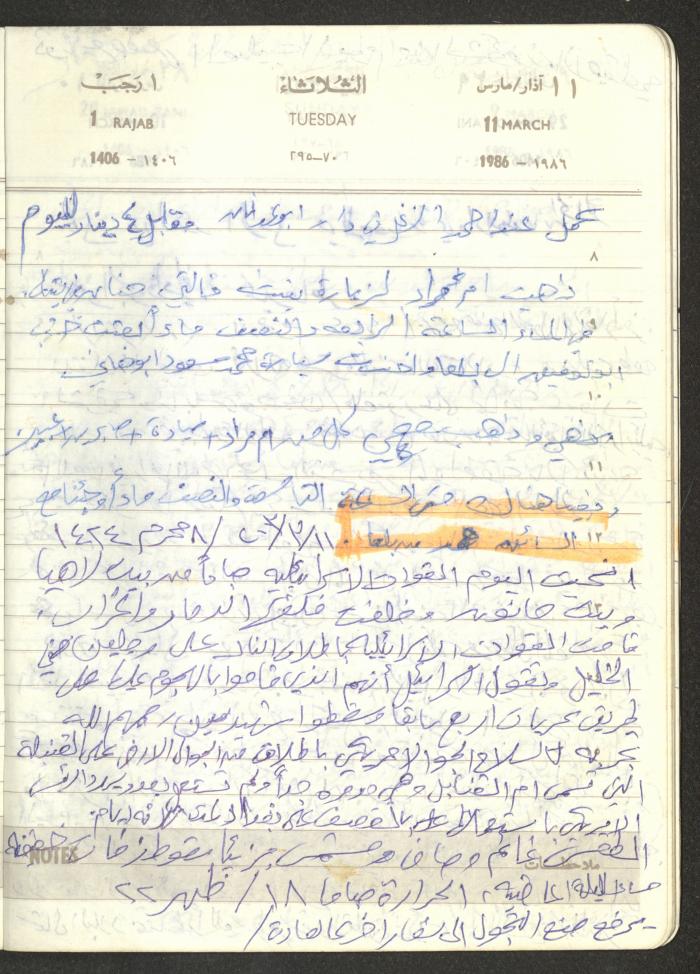 Mahmoud Khreisheh Diaries, Thinnaba- Tulkarm, 1986