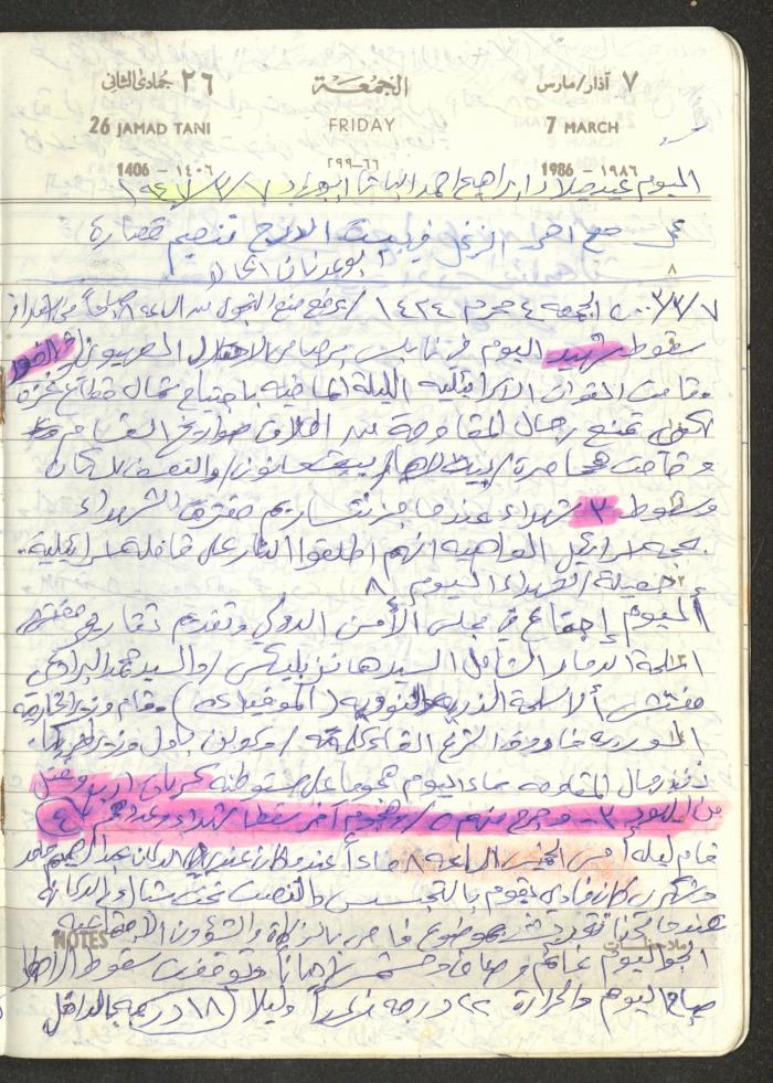 Mahmoud Khreisheh Diaries, Thinnaba- Tulkarm, 1986