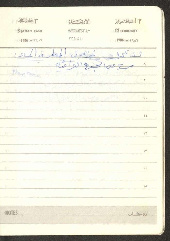 Mahmoud Khreisheh Diaries, Thinnaba- Tulkarm, 1986