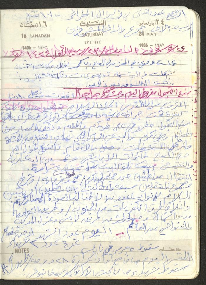 Mahmoud Khreisheh Diaries, Thinnaba- Tulkarm, 1986