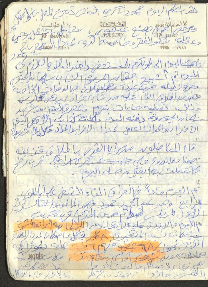 Mahmoud Khreisheh Diaries, Thinnaba- Tulkarm, 1986