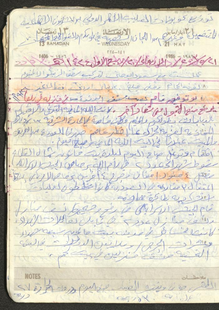 Mahmoud Khreisheh Diaries, Thinnaba- Tulkarm, 1986