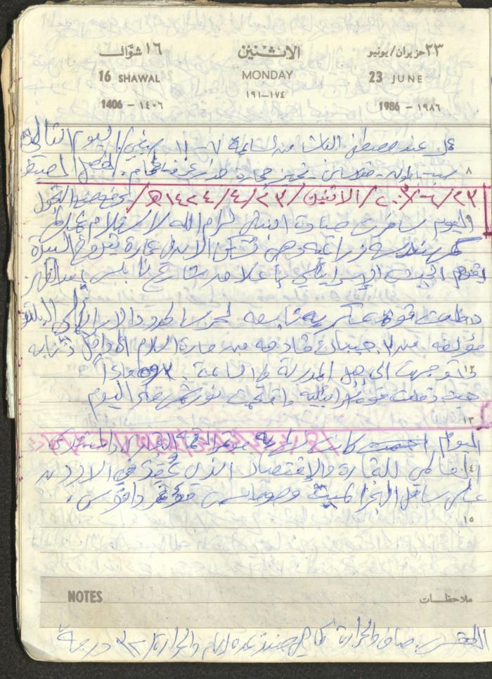 Mahmoud Khreisheh Diaries, Thinnaba- Tulkarm, 1986