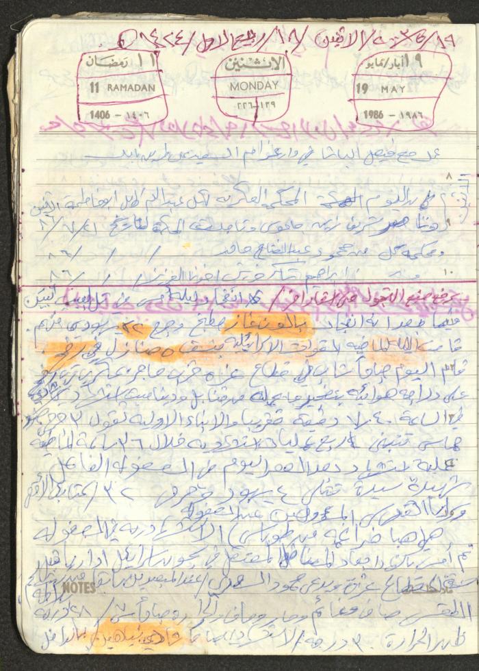 Mahmoud Khreisheh Diaries, Thinnaba- Tulkarm, 1986