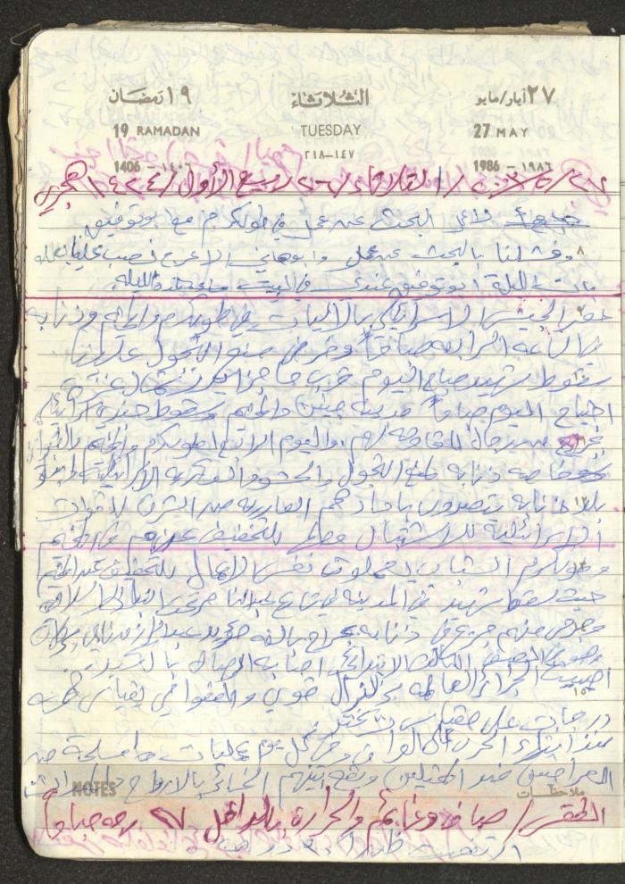 Mahmoud Khreisheh Diaries, Thinnaba- Tulkarm, 1986