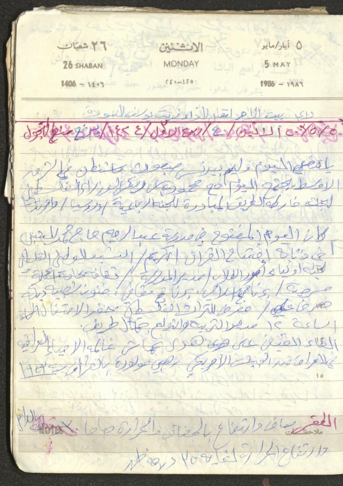 Mahmoud Khreisheh Diaries, Thinnaba- Tulkarm, 1986