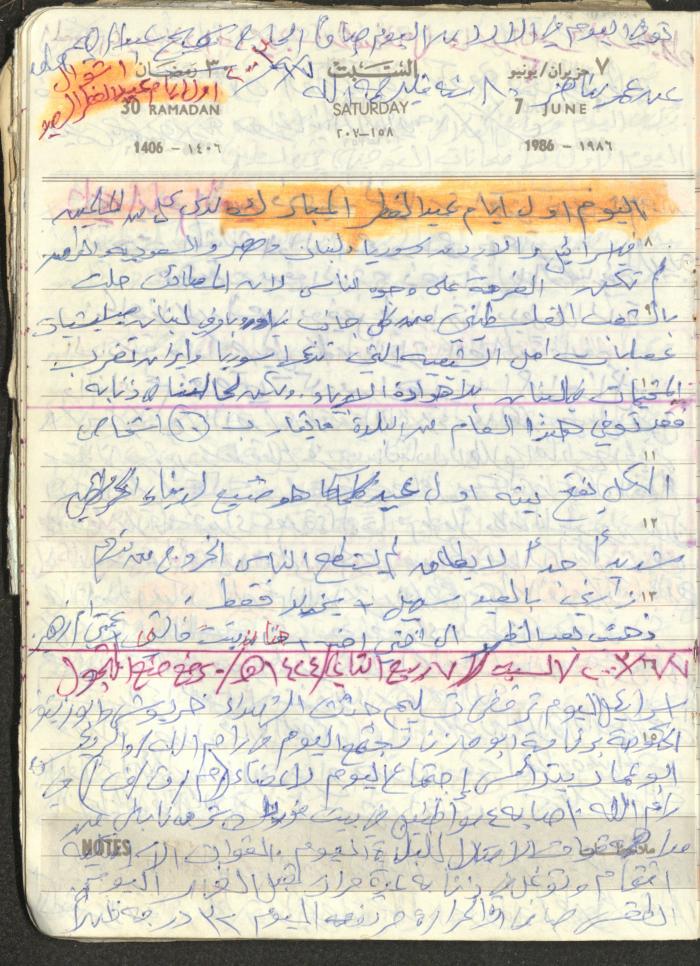 Mahmoud Khreisheh Diaries, Thinnaba- Tulkarm, 1986