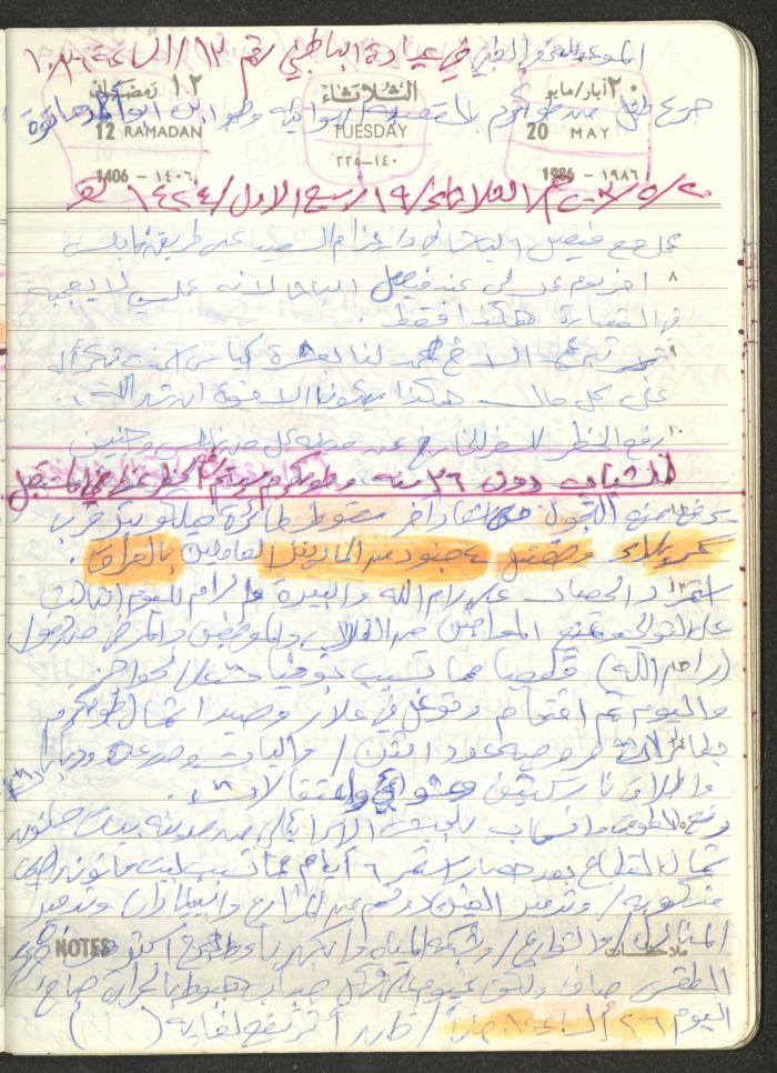 Mahmoud Khreisheh Diaries, Thinnaba- Tulkarm, 1986