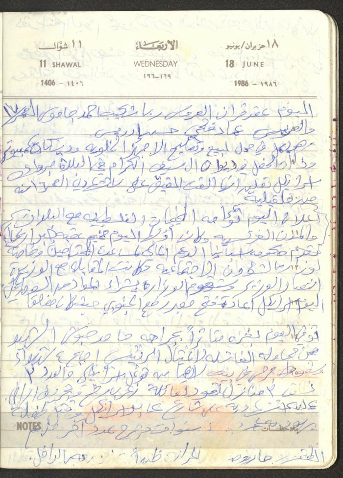 Mahmoud Khreisheh Diaries, Thinnaba- Tulkarm, 1986