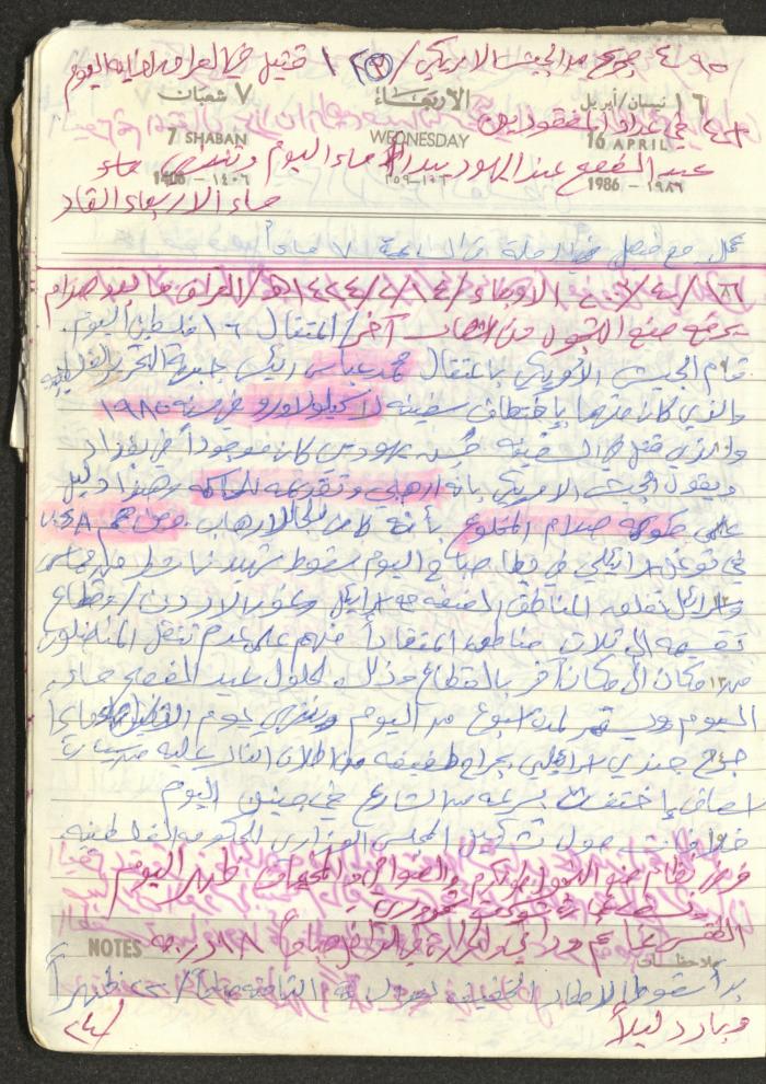Mahmoud Khreisheh Diaries, Thinnaba- Tulkarm, 1986