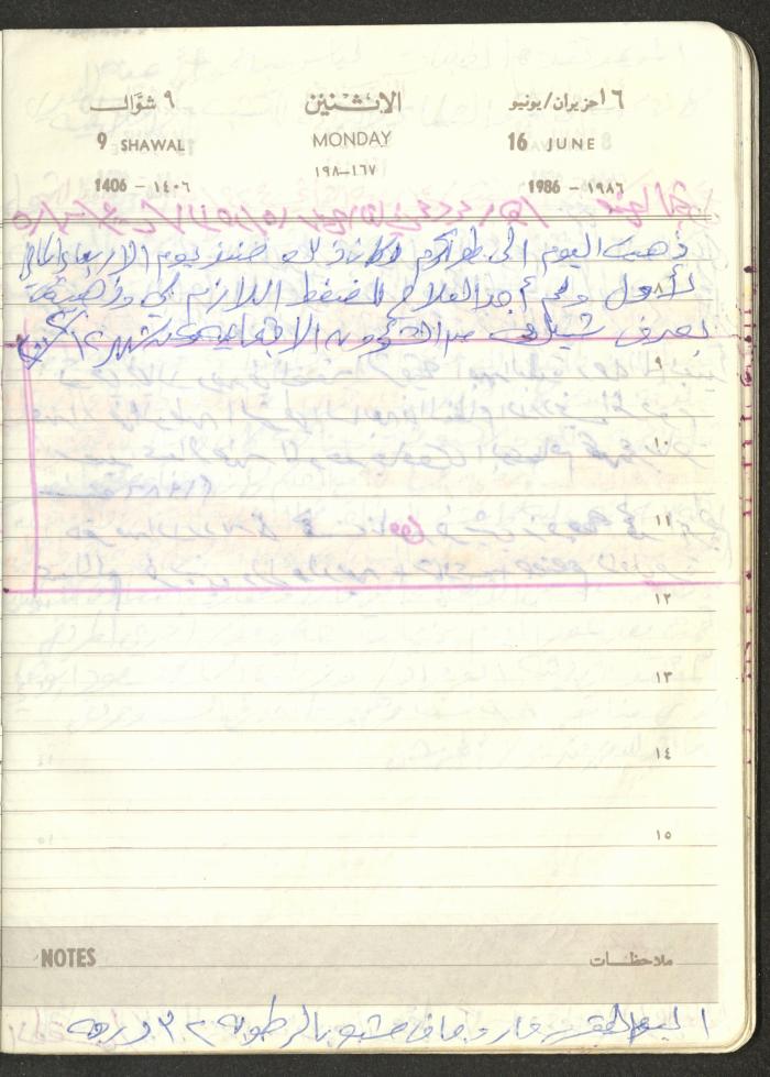 Mahmoud Khreisheh Diaries, Thinnaba- Tulkarm, 1986