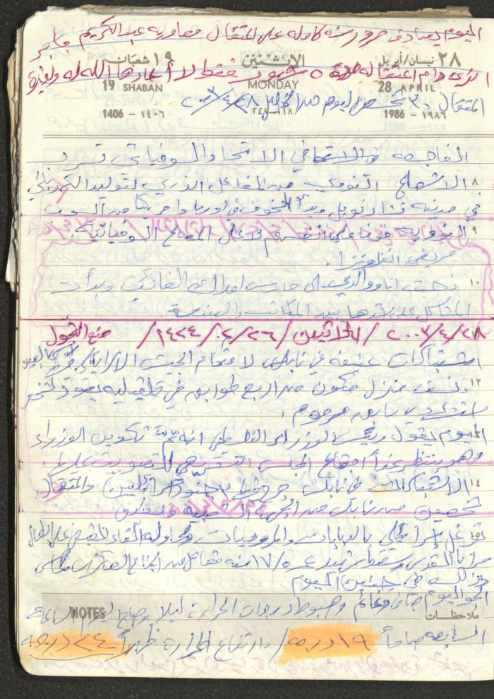 Mahmoud Khreisheh Diaries, Thinnaba- Tulkarm, 1986