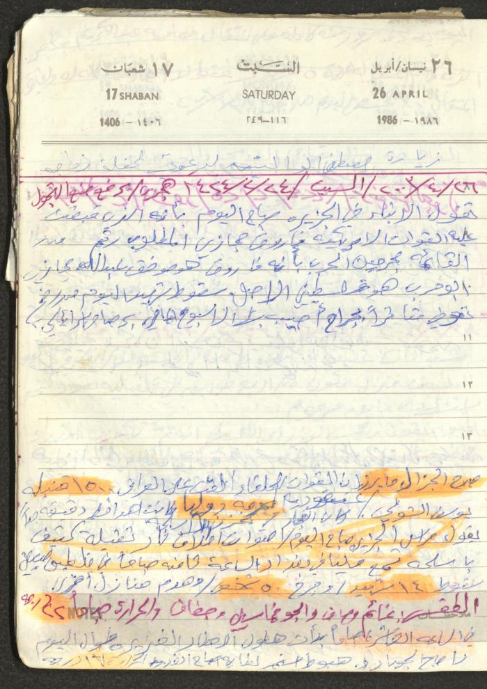 Mahmoud Khreisheh Diaries, Thinnaba- Tulkarm, 1986